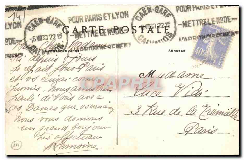 CPA Poteries Normandes Route de Trouville Caen Elephant — Verso