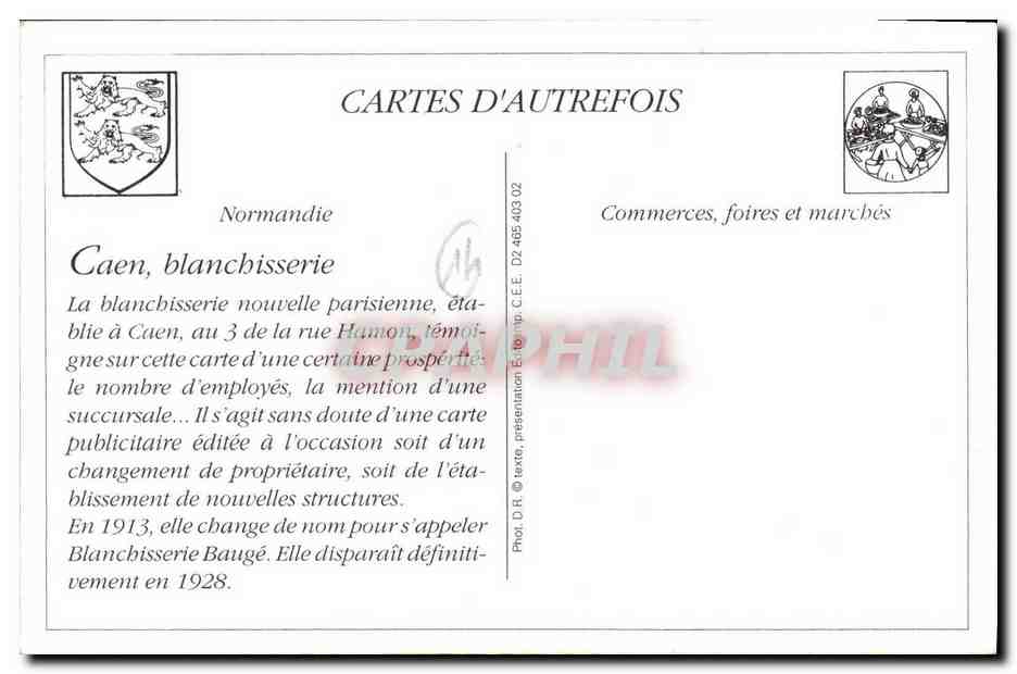 Blanchisserie Nouvelle Parisienne — Succursale à Riva-Bella (Caen) — Éditeur C.E.E. n° D2-465-403-02 — Reverso