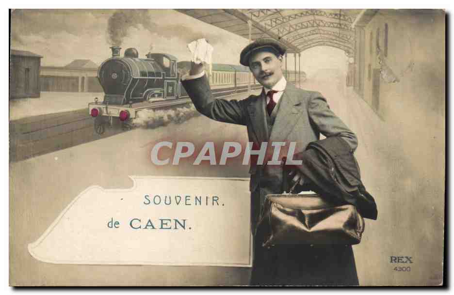 CPA Souvenir de Caen Train 