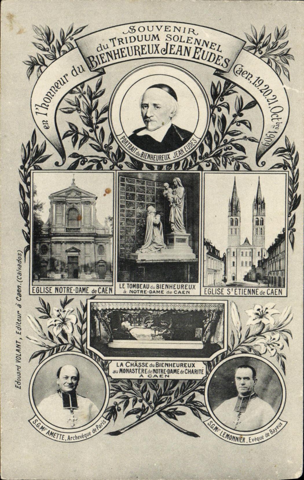 Souvenir du Triduum solennel du Bienheureux Jean Eudes — Caen, 1920-21, éditeur Édouard Volant (Calvados)
