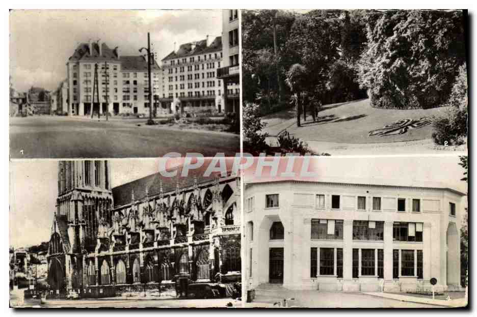 Caen — Avenue du 6 Juin, Jardin des Plantes, Église Saint-Pierre, Poste principale — CPAPHIL