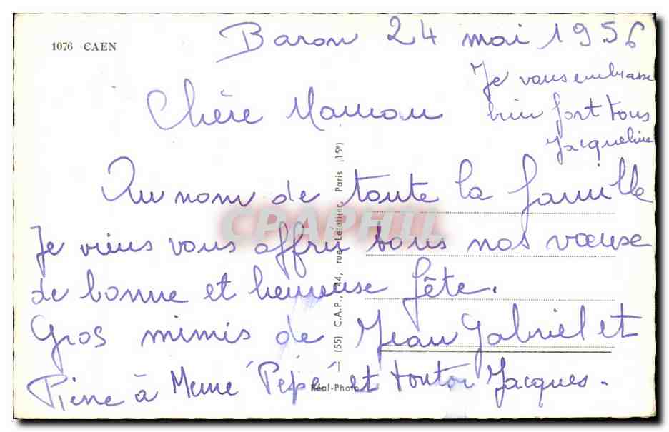 CPM Souvenir de Caen — Verso