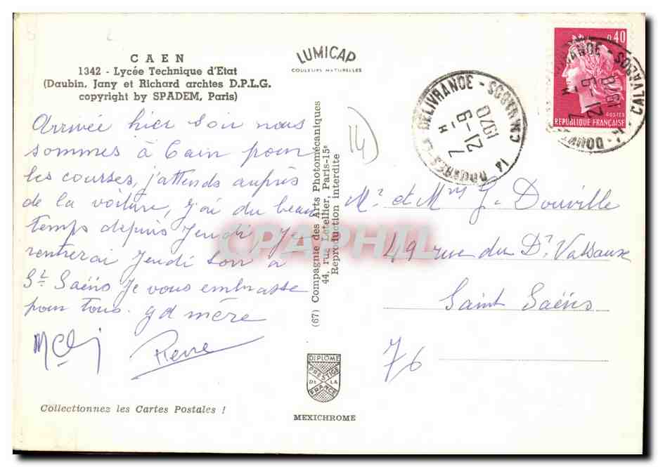 CPM Caen Lycee Technique d Etat  — Verso