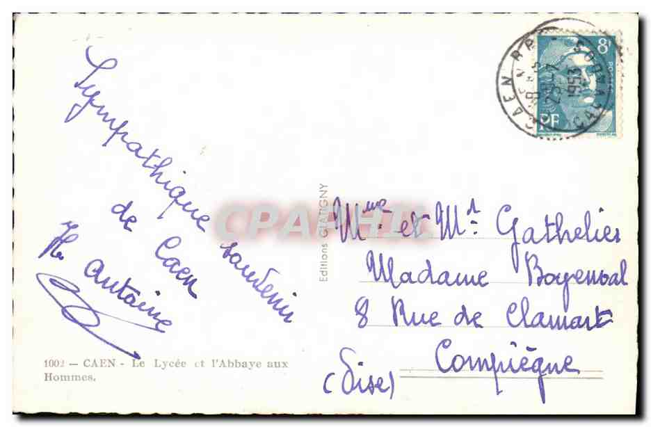 CPM Caen Le Lycee et l Abbaye aux Hommes — Verso