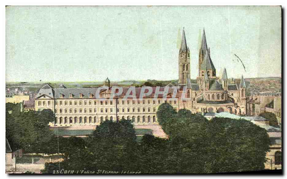 CPA Caen l Eglise St Etienne Le Lycee
