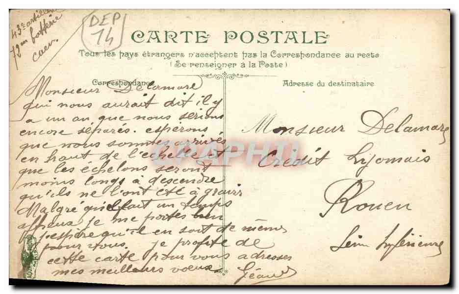 CPA Caen l Eglise St Etienne Le Lycee — Rückseite