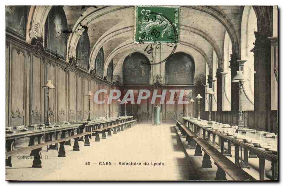 CPA Caen Refectoire du Lycee carte toilee 