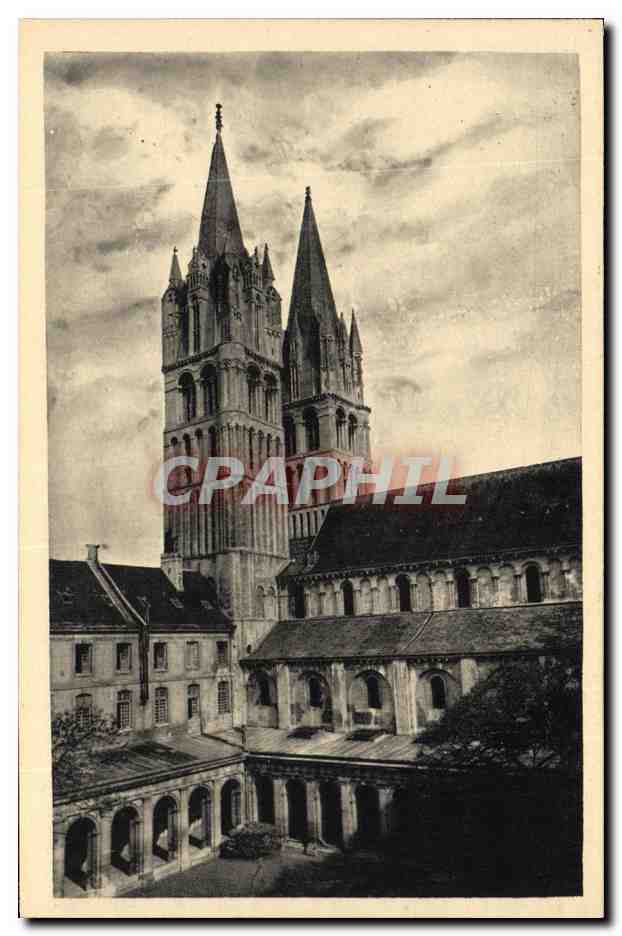 CPA Caen Lycee Malherbe Cour du Cloitre et tours de Saint Etienne