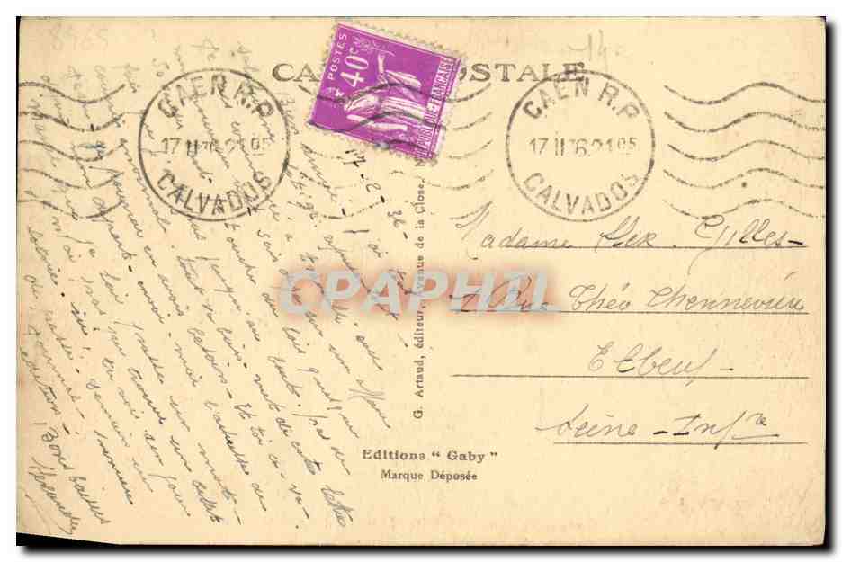 CPA Caen Le Lycee Malherbe l abbaye aux Hommes et Statue Louis XIV — Verso