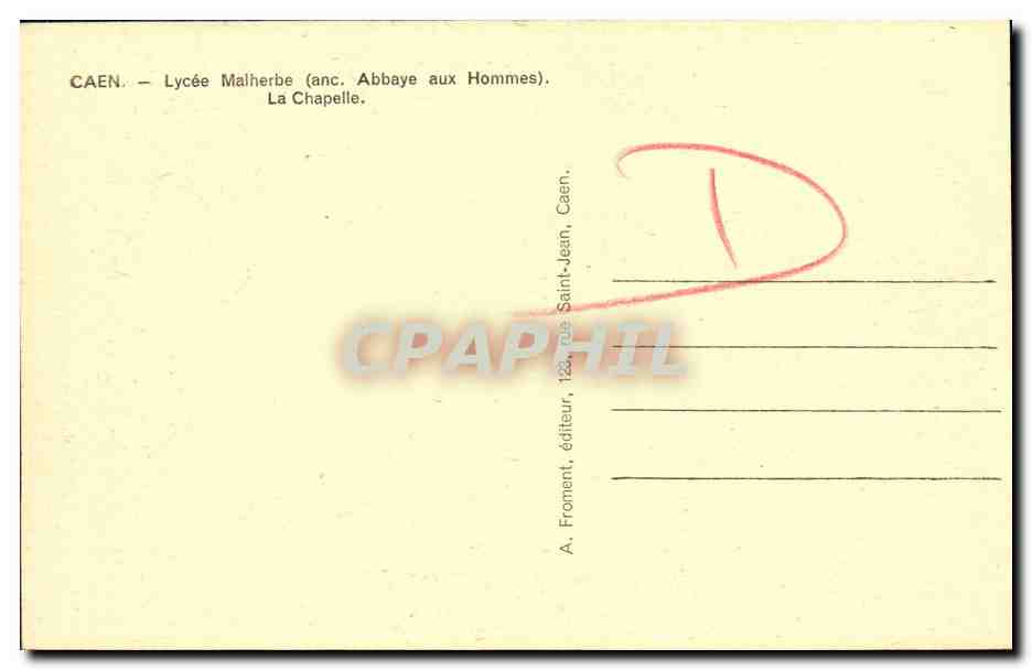 CPA Caen Lycee Malherbe La Chapelle — Verso