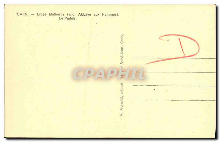 CPA Caen Lycee Malherbe Le Parloir — Verso