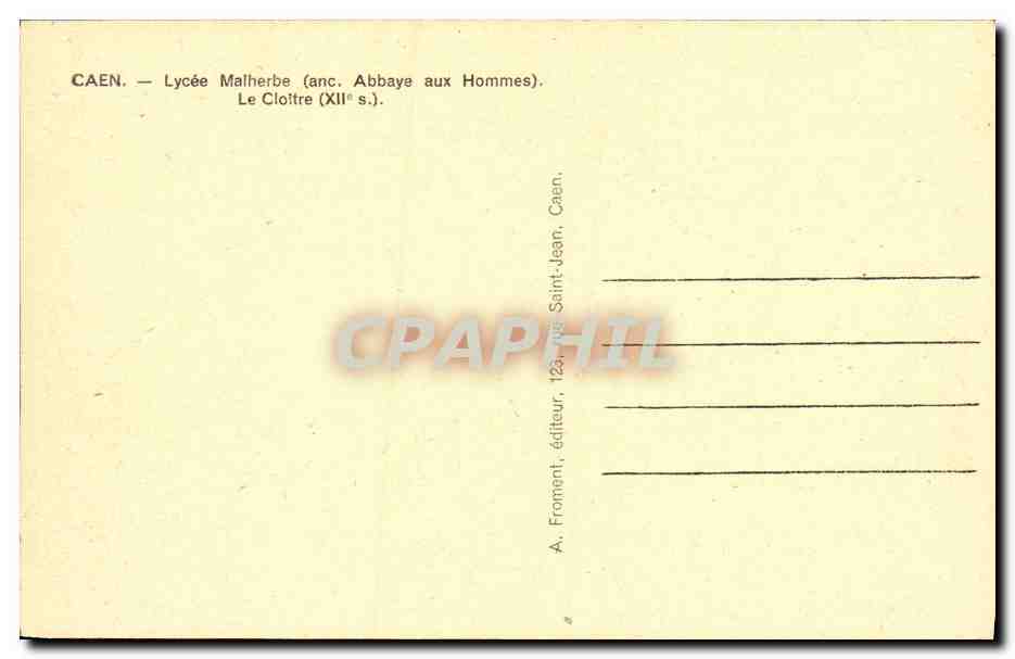 CPA Caen Lycee Malherbe Le Cloitre — Rückseite