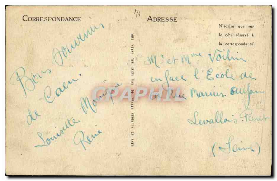 CPA Caen Le Lycee et l Eglise Saint Etienne — Verso