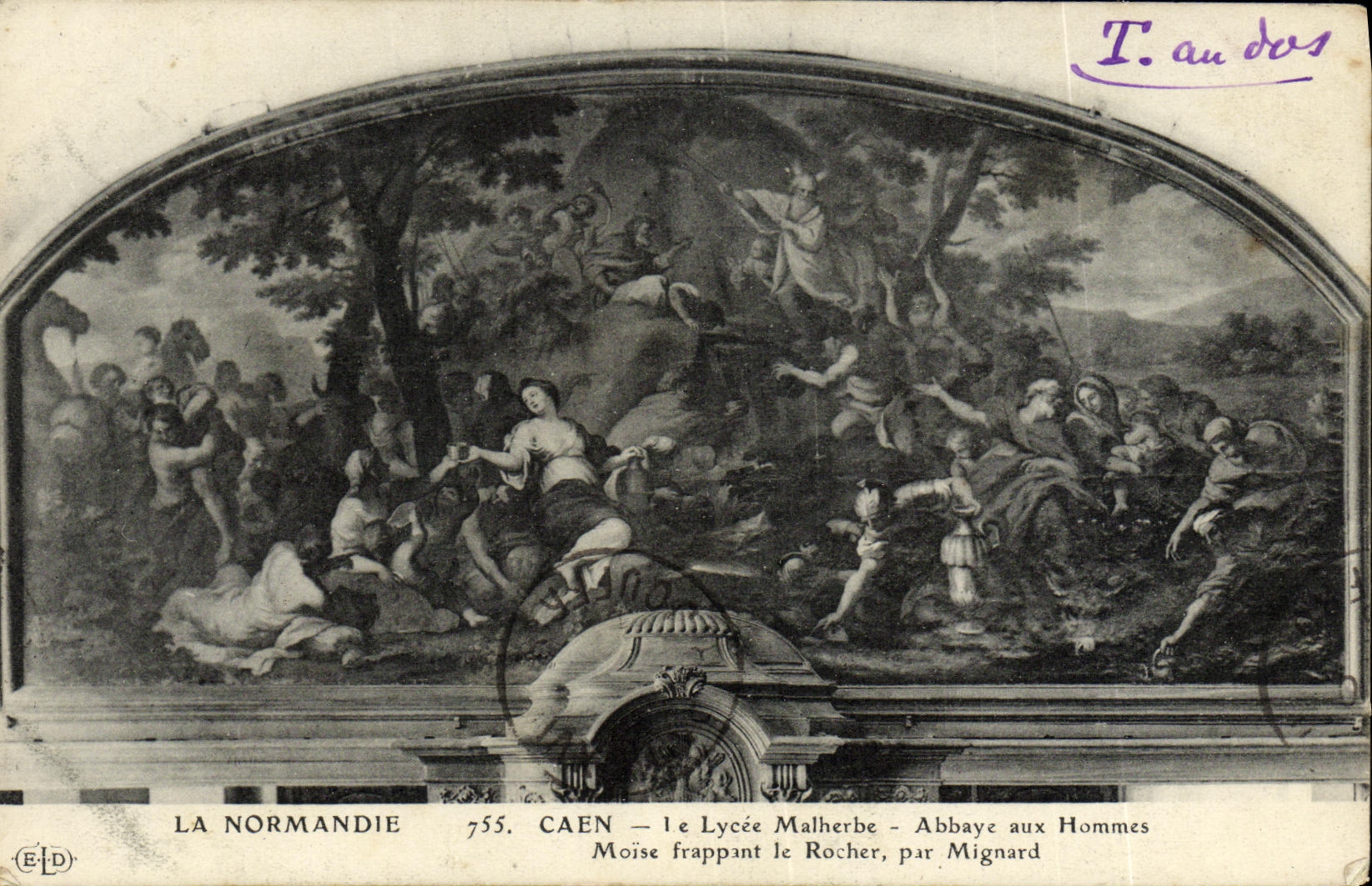 CPA Caen Le Lycee Malherbe Abbaye aux Hommes Moise frappant le rocher par Mignard