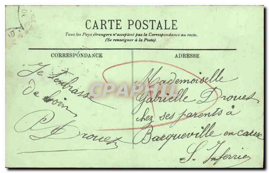 CPA Caen L Ecole Normale des Garcons — Verso