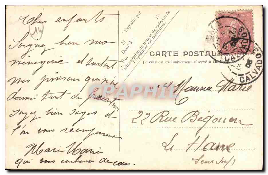 CPA Caen L Ecole Normale — Rückseite