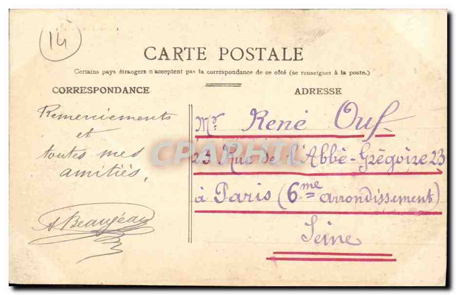 Caen — L'Hôtel de la Préfecture — L. D. 43 — Verso
