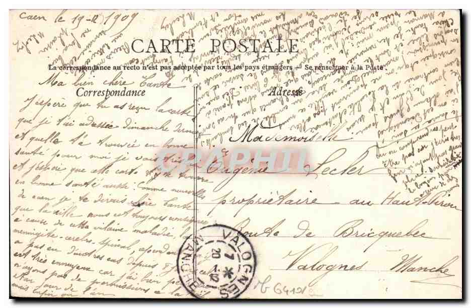 Caen — La Caisse d'Epargne — inaugurée le 26 juillet 1908 — éditeur Collection AD, n° 147 — Rückseite