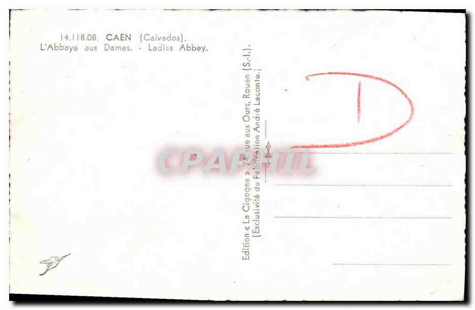 CPSM Caen L Abbaye aux Dames Ladies Abbey — Verso