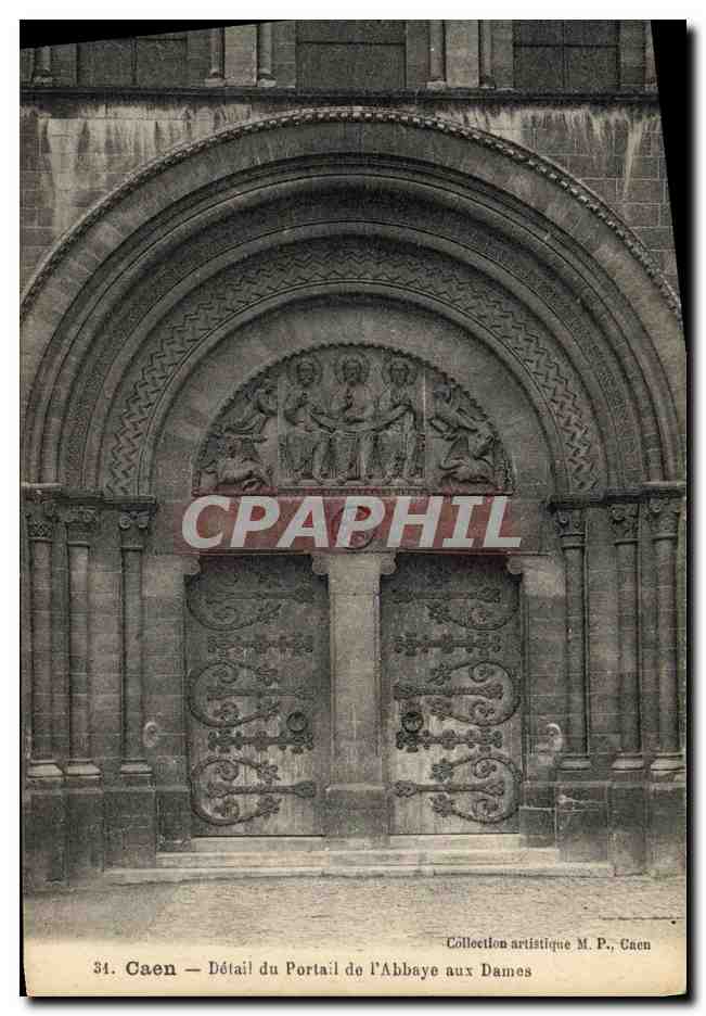 CPA Caen Detail du Portail de l Abbaye aux Dames