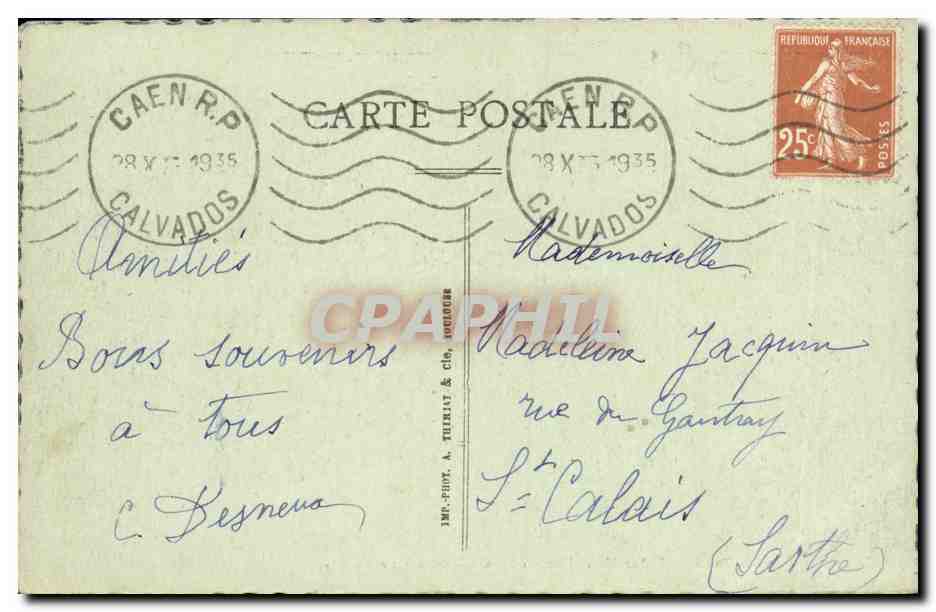 CPA Caen Eglise Notre Dame ou La Gloriette La Facade — Verso