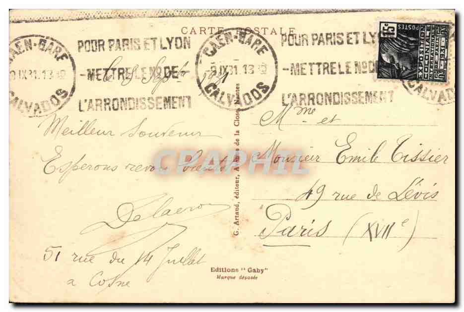 CPA Caen Eglise Notre Dame construite  — Verso