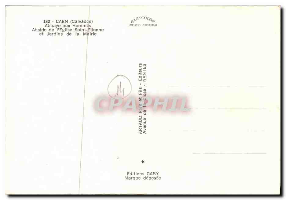 CPM Caen Abbaye aux Hommes Abside de l Eglise Saint Etienne et Jardins de la Mairie — Rückseite