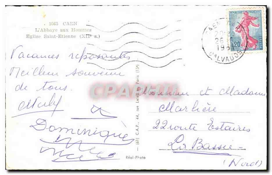CPM Caen L Abbaye aux Hommes Eglise Saint Etienne  — Verso
