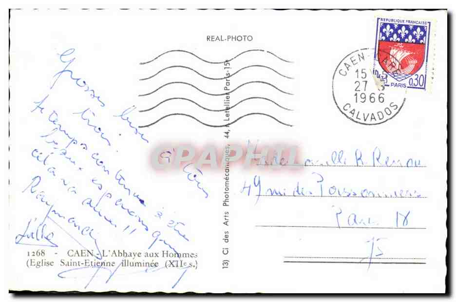 CPM Caen L Abbaye aux Hommes Eglise Saint Etienne illuminee  — Verso
