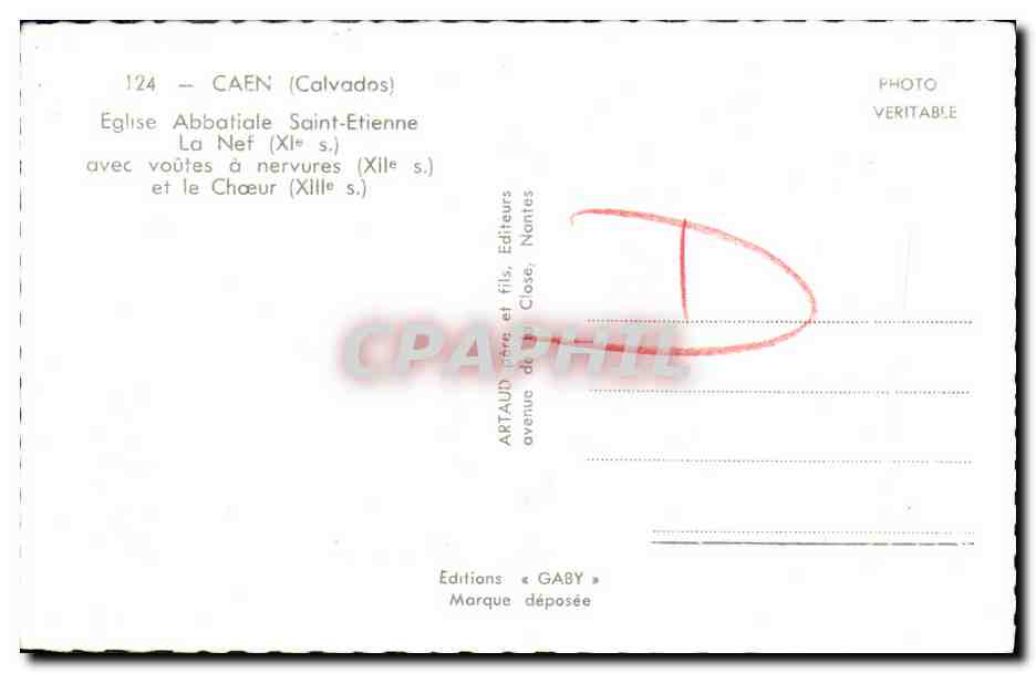Abteikirche Saint-Étienne — Caen (Calvados) — Éditions Gaby — Rückseite