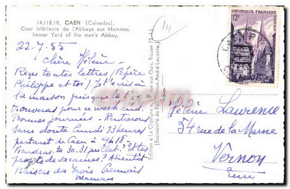 CPM Caen Cour interieure de l Abbaye aux hommes  — Verso