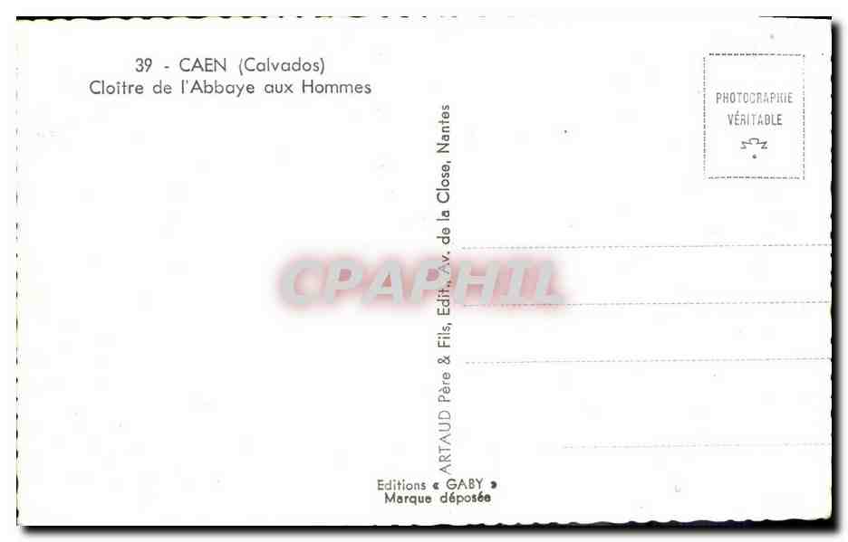 CPM Caen Cloitre de l Abbaye aux Hommes — Verso