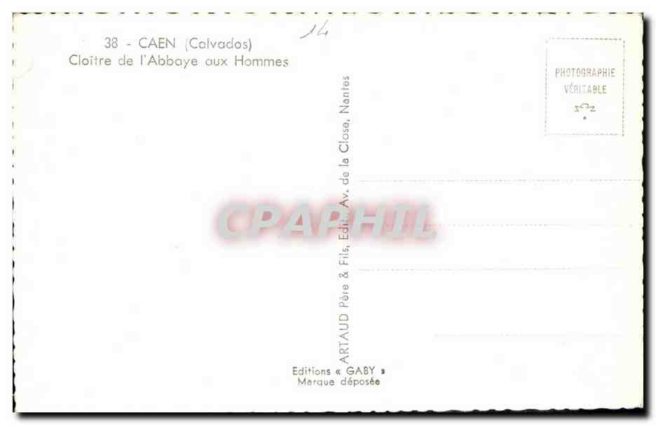 CPM Caen Cloitre de l Abbaye aux Hommes — Verso
