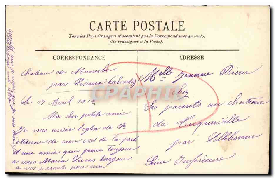 CPA Caen L Abbaye aux Hommes — Verso