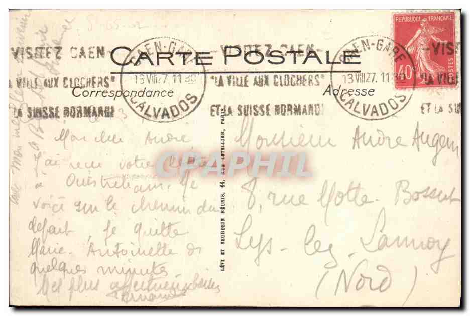 Caen — Le Vieux St-Etienne XIVe et XVIe siècles — L.L. — Verso