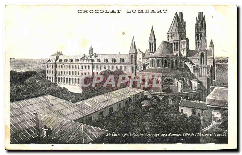 CPA Caen Eglise Saint Etienne Abbaye aux hommes Cote de l abside et le lycee