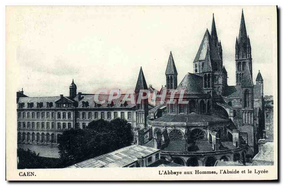 CPA Caen L Abbaye aux Hommes L Abside et le Lycee