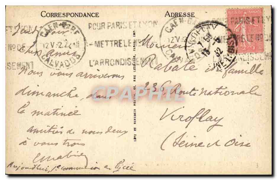 CPA Caen Vue sur l Abbaye aux Hommes  — Rückseite