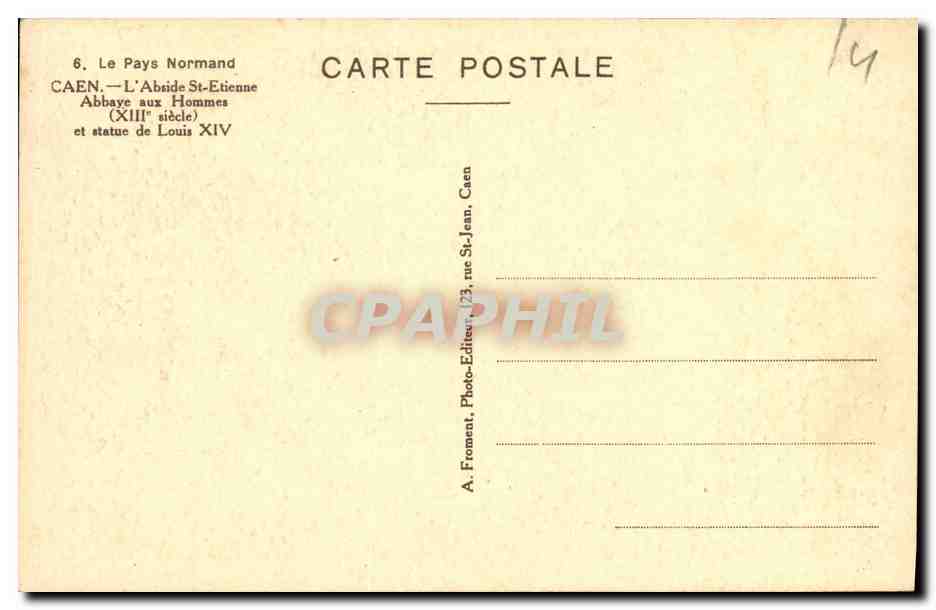 CPA Caen Abside de Saint Etienne — Verso