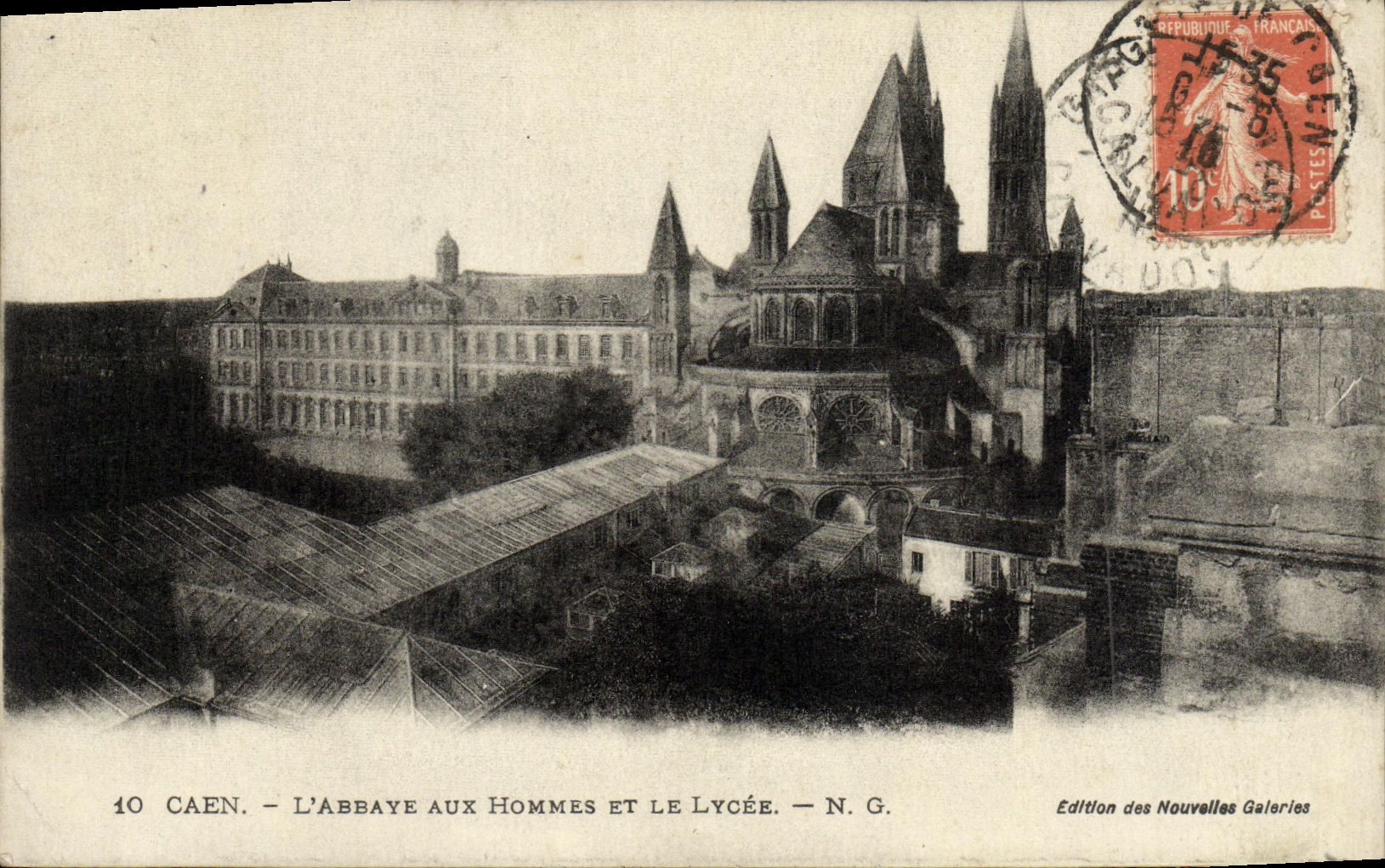 Caen — L'Abbaye aux Hommes et le Lycée — N.G. — Édition des Nouvelles Galeries