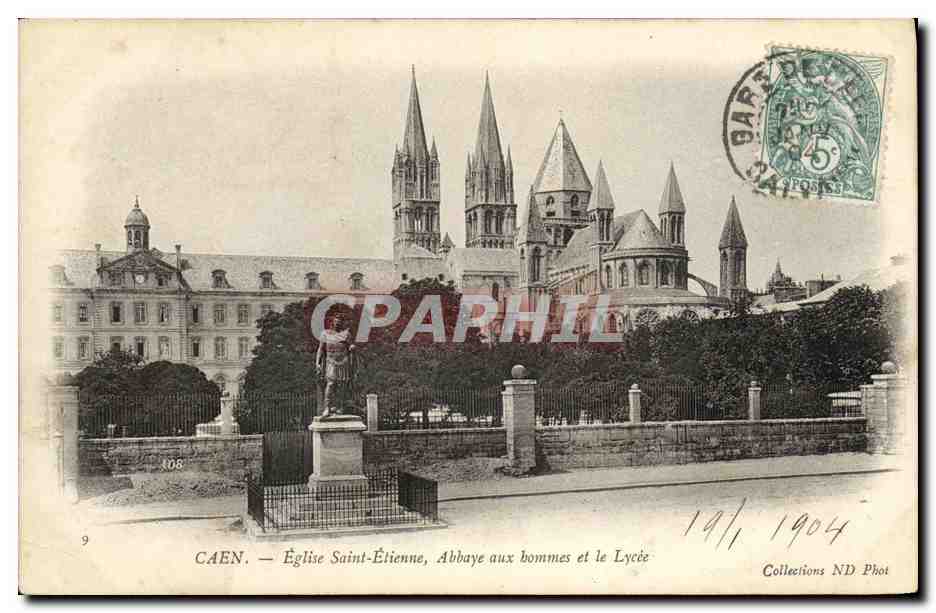 CPA Caen Eglise Saint Etienne Abbaye aux hommes et le Lycee
