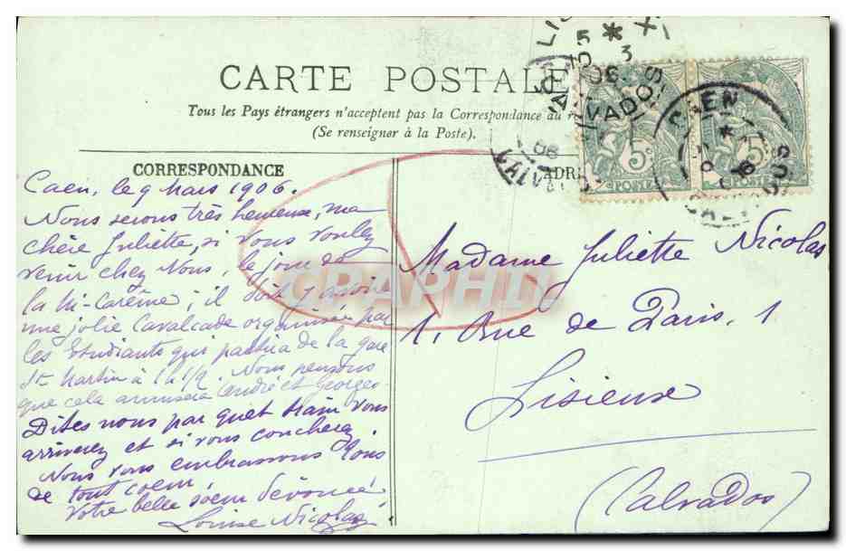 CPA Caen L Eglise Saint Jean La nef — Verso