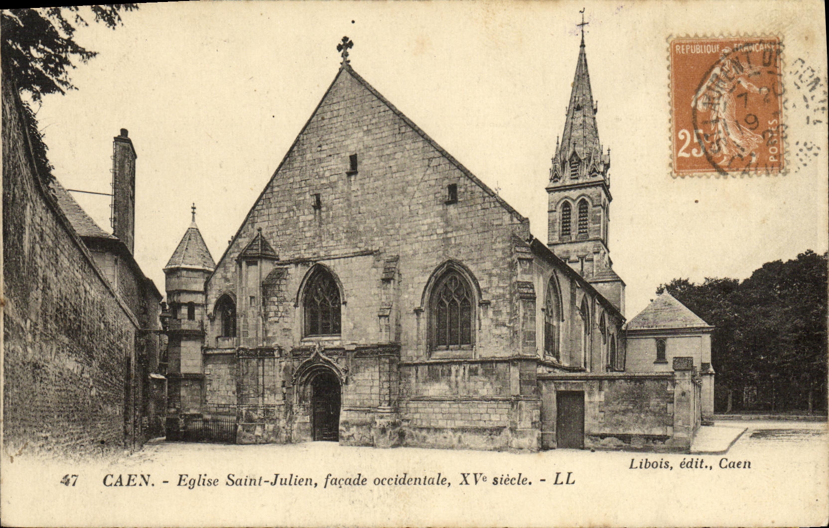 Caen — Église Saint-Julien, façade occidentale, XVᵉ siècle — Libois, édit., Caen