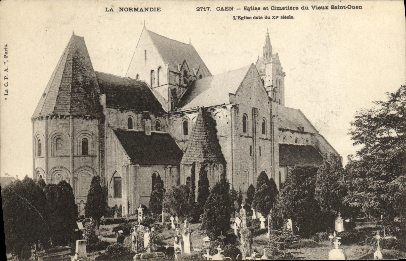 CPA Caen L Eglise et cimetiere du vieux Saint Ouen