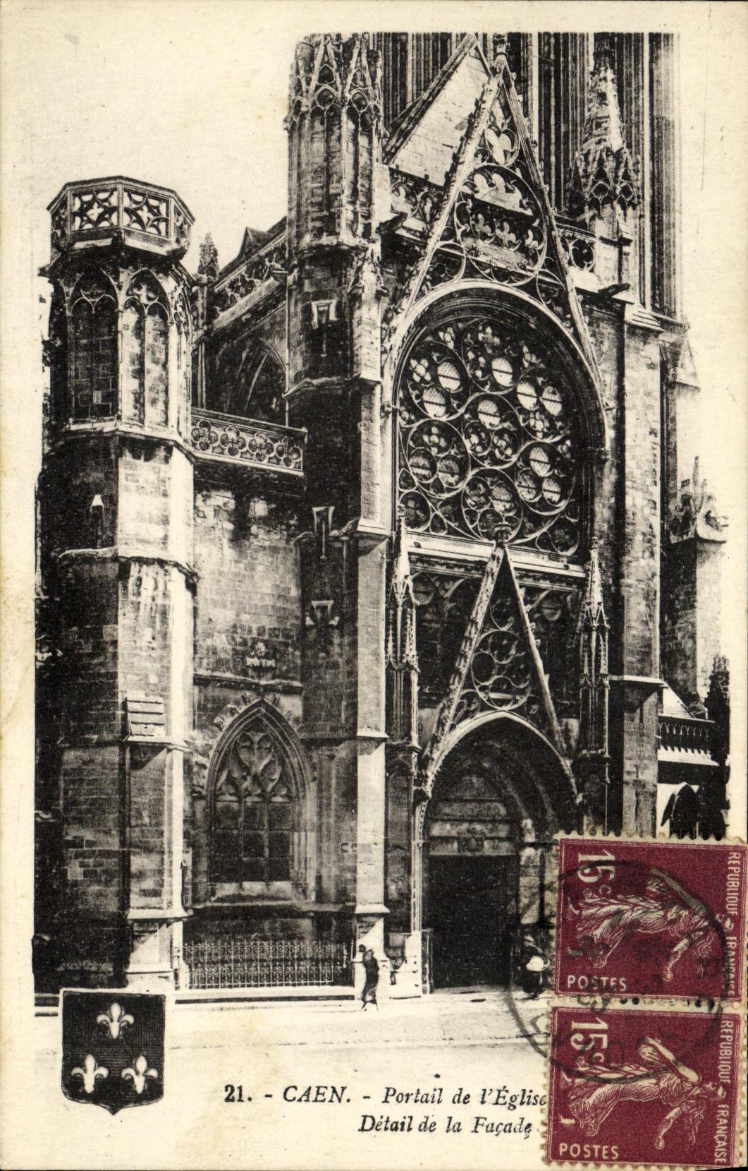 CPA Caen Portail de L Eglise Detail de la facade