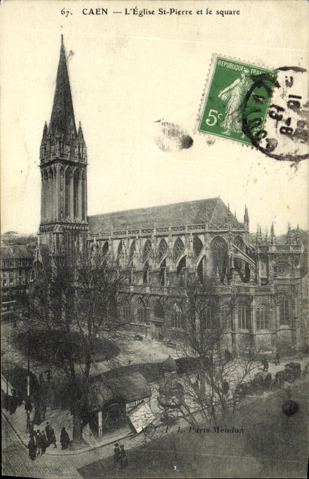 CPA Caen Eglise Saint Pierre et le Square