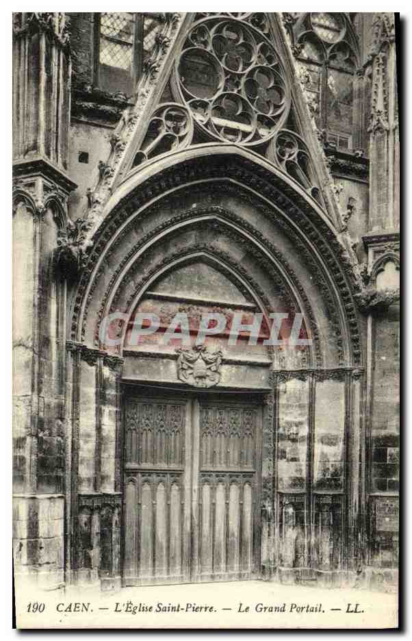 CPA Caen Eglise Saint Pierre Le Portail