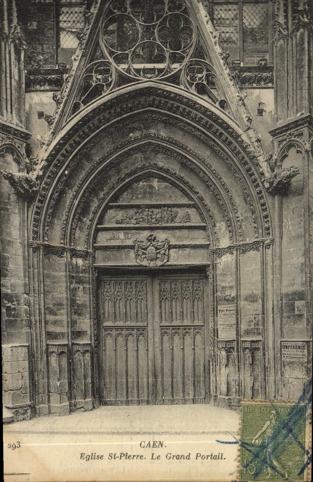 CPA Caen Eglise Saint Pierre Le Grand Portail