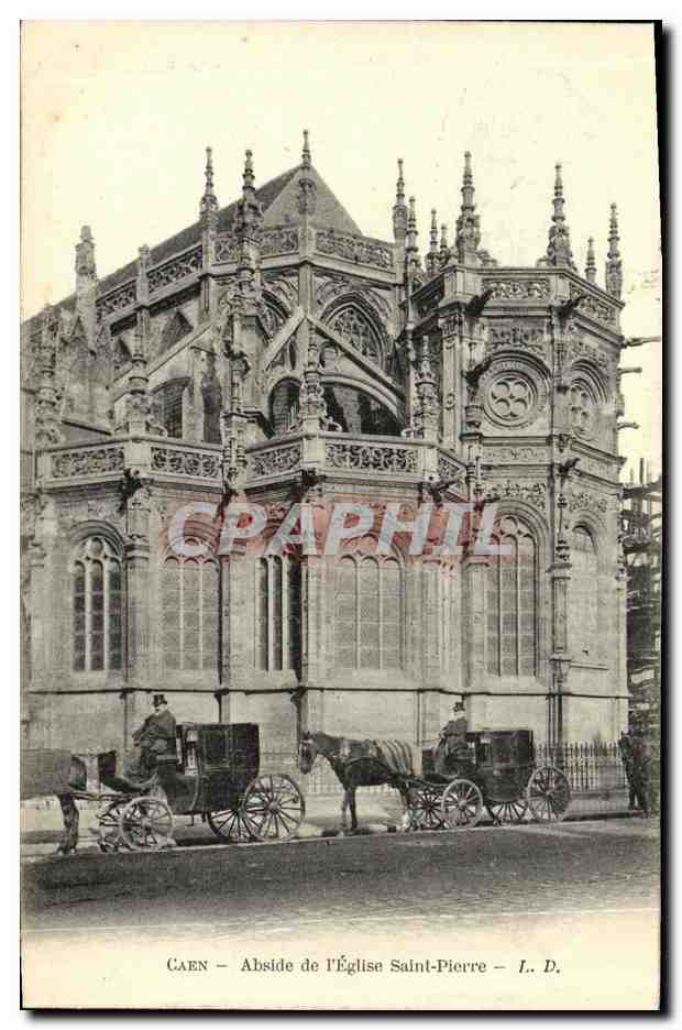 CPA Caen Eglise Saint Pierre Abside Caleches