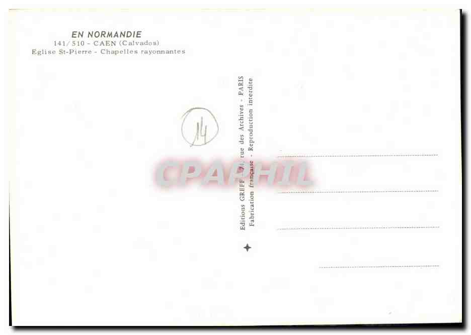 CPM Normandie Eglise St Pierre Chapelles Rayonnantes — Verso